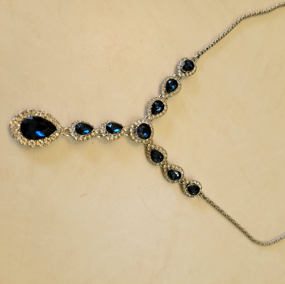 Navy blue and rhinestone necklace. Never worn.